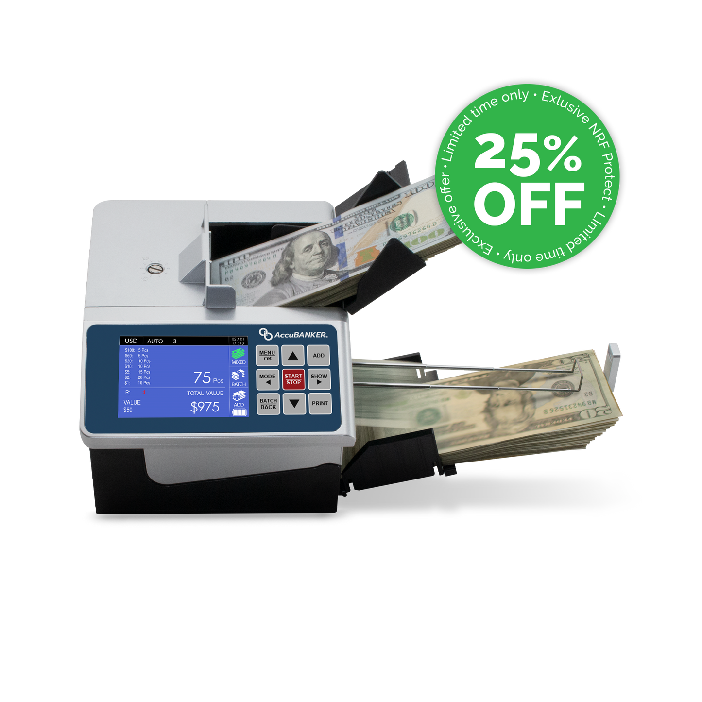 D700 Duo Automatic Value and Counterfeit Bill Detector (NRF)