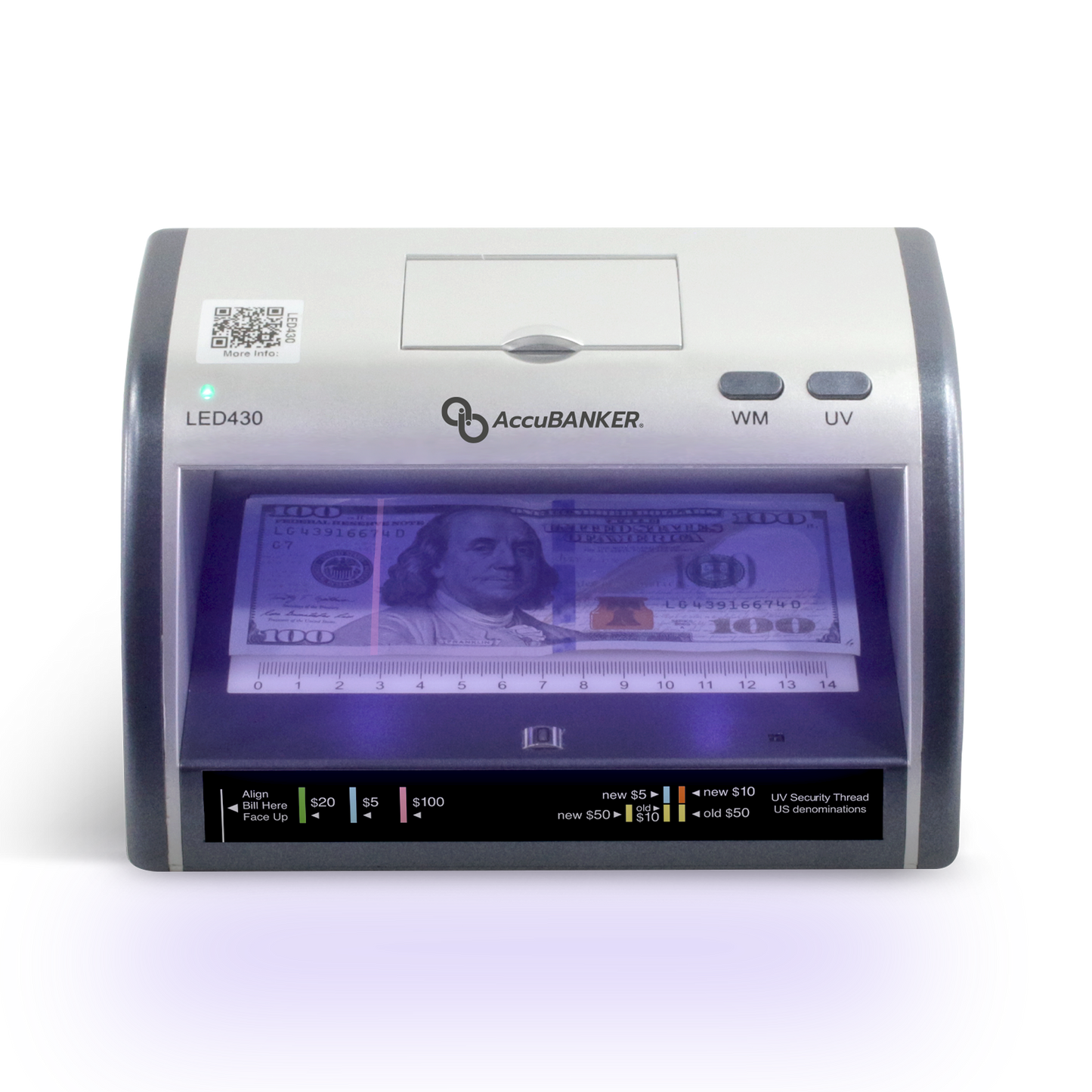 LED430 Counterfeit Bill/Document Validator with Magnifier