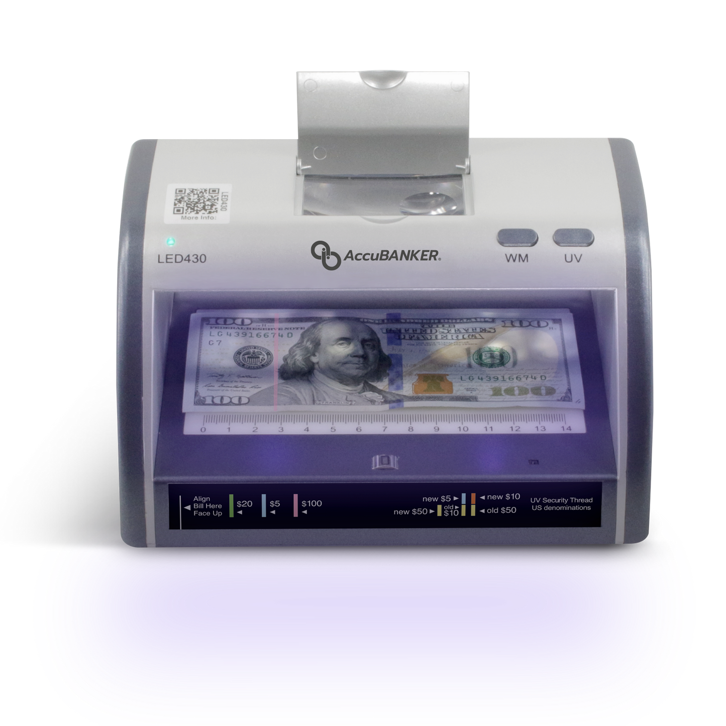 LED430 Counterfeit Bill/ Document Validator with Magnifier