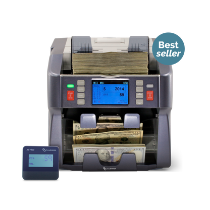 Money Counter Value Counter - AccuBANKER AB7800 Mixed Bill Counter, Dual Pocket, Sorts & Counts, Built-In Printer