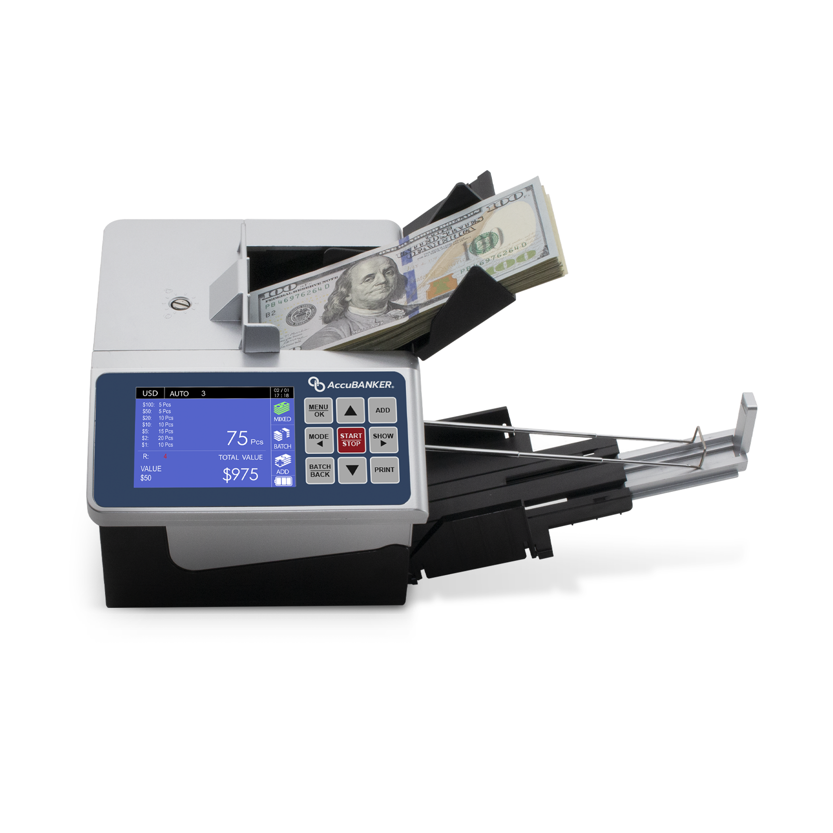 D700 Duo Automatic Value and Counterfeit Bill Detector AccuBANKER